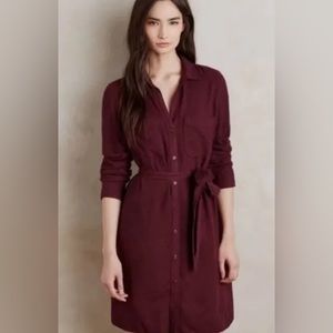 #933 Cloth & Stone Flannel Maroon Carmen Button Down Shirt Dress XS
